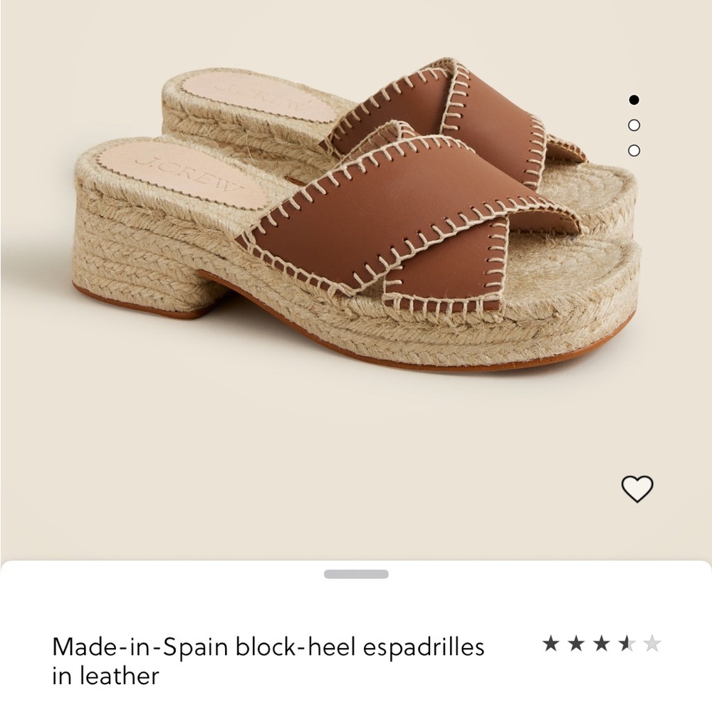 Jcrew Brown Leather Espadrille Block-Heel Sandals